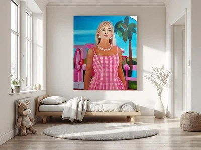 Barbie Margot Robbie Original Nuevo Arte Pintura al Óleo Lienzo 39 X 32 Tamaño Grande Foto 1 de 2