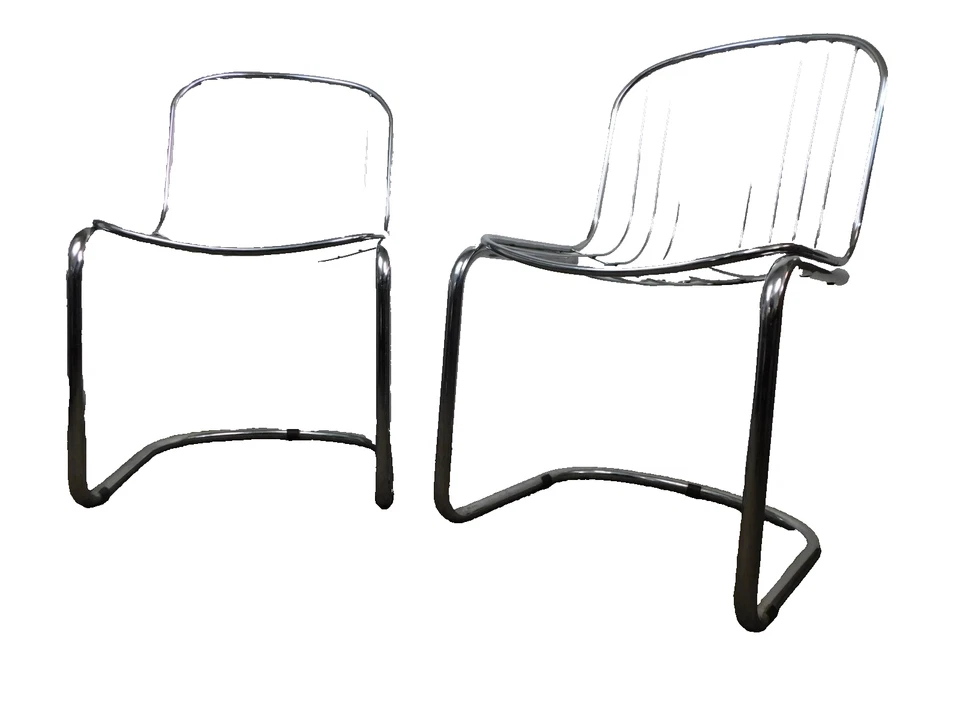 Пара стульев полностью хромированные середины века современные ретро планки трубчатые 1970-е - Изображение 1 из 4