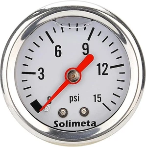 Tamaño de esfera Solimeta 1,5", llena de aceite, presión de combustible en línea 1/8 NPT 0-15 psi - Imagen 1 de 6
