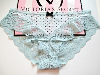 VICTORIA'S SECRET Body de Victoria Hiphugger Panty L Azul Negro Lunares VS Lazo Foto 1 de 3