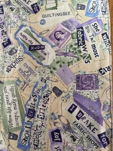 Lot Of 2 Fat Qtr STITCHES`N STASH She who Dies w/ the Most Fabric Wins Quilting - Picture 1 of 3