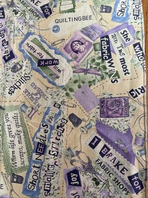 Lot Of 2 Fat Qtr STITCHES`N STASH She who Dies w/ the Most Fabric Wins Quilting - Image 1 of 3