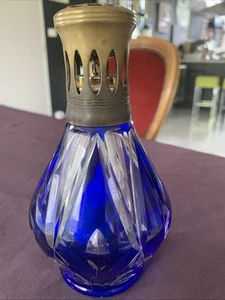 Ancienne Lampe Berger Cristal Bleu Et Blanc - Imagen 1 de 7