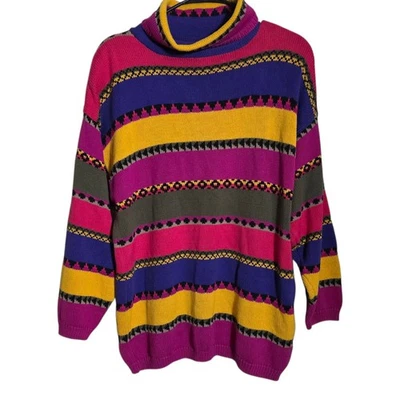 Suéter De Colección Cambridge Dry Goods Cuello Alto Fair Isle Retro Rayas Hong Kong L Foto 1 de 4