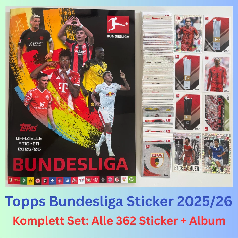 Topps Bundesliga Stickers 25/26 2025/2026 Complete Set - All 362 Stickers + Album - Image 1 of 1