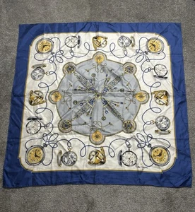 L98 Rolex Geneve Pocket Watch Silk Scarf Scarves 35" X 35" - Picture 1 of 6