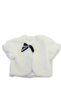 Sonia Rykiel Girls Faux Fur Short Sleeve Hook Closure Bolero White Size 12 - Picture 1 of 5