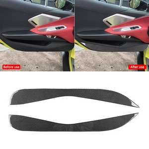 Cubierta de panel anti patada de fibra de carbono real para puerta de coche para Corvette C8 2020-2024 - Imagen 1 de 6