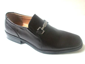 La Milano Kieselmaserung Leder Halbschuhe Schuhe - braun - vorne Monogramm Stahlschnalle - Bild 1 von 1