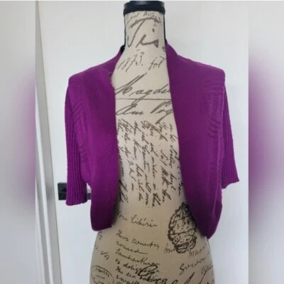 Cárdigan corto tejido púrpura mezcla seda Calvin Klein manga corta XS Foto 1 de 4