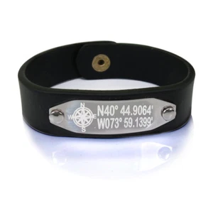 GPS Koordinate Lederarmband Längengrad Breitengrad Lederarmband  - Bild 1 von 6
