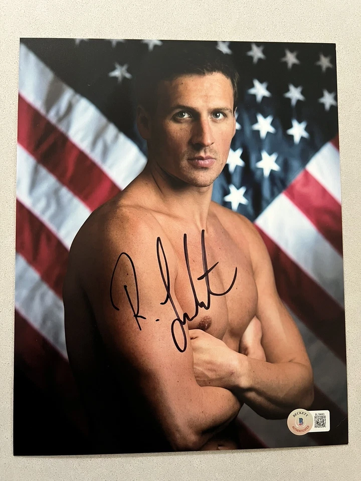 Foto autografada 8x10 assinada por Ryan Lochte Beckett BAS CERTIFICADO DE AUTENTICIDADE EUA natação olímpica - Imagem 1 de 1