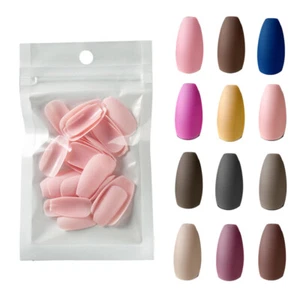 24PCS Full Cover Fake Nails Matte Women Lady Short Ballerina False Nail Art Tips - Picture 1 of 24
