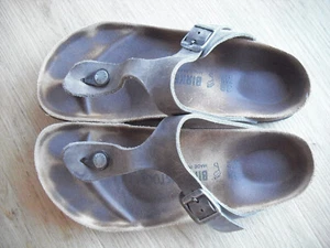 Birkenstock Gizeh 38 normal Leder Antikleder Grau, gerne getragen, super eingel1 - Bild 1 von 4
