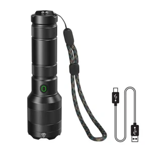 Type-C Rechargeable  White Laser LEP Flashlight Torch 1200-1500 Meters IPX5 Camp - Picture 1 of 15