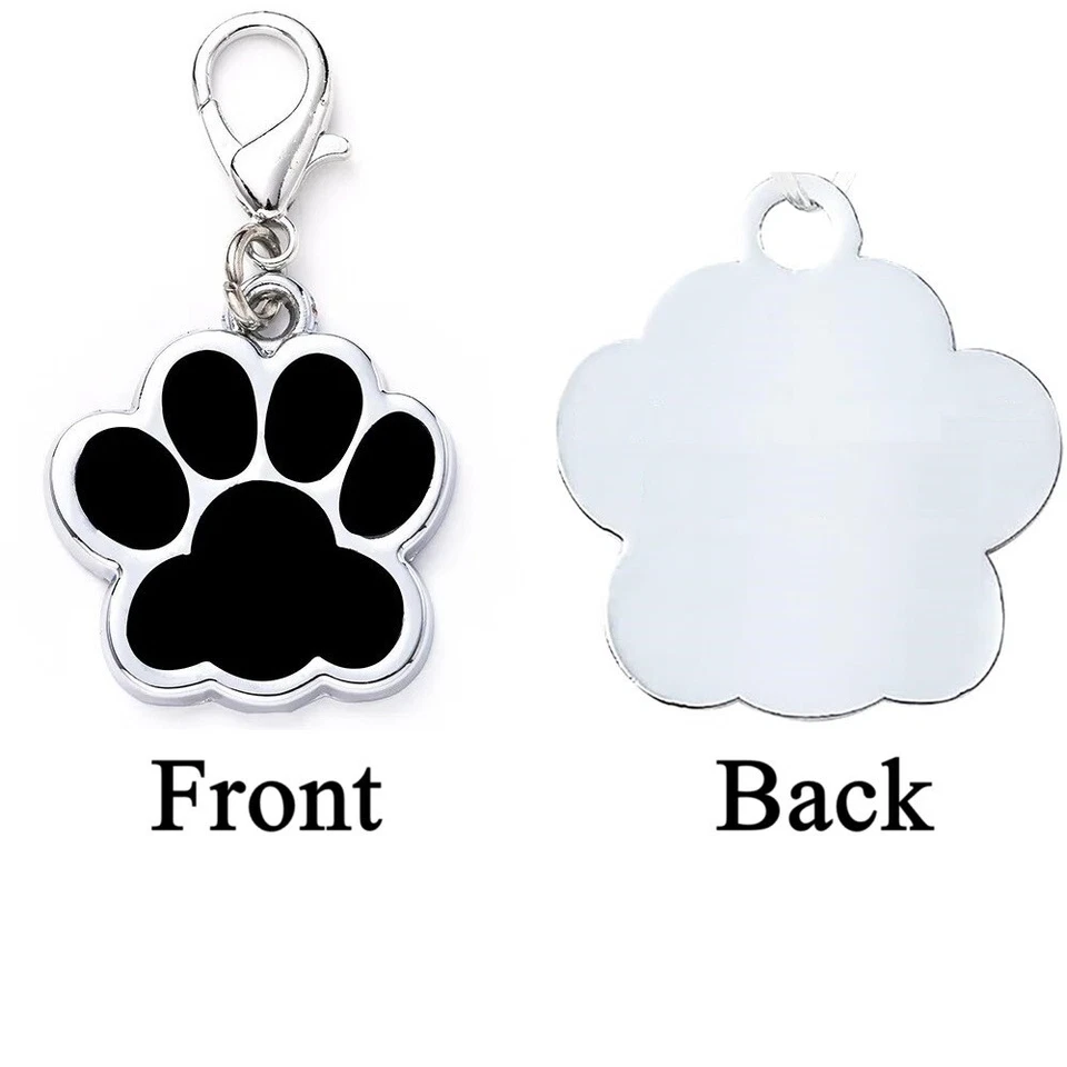 Lindas etiquetas de identificación/nombre personalizadas en forma de pata para mascotas para gatos o perros - grabadas personalizadas Foto 1 de 4