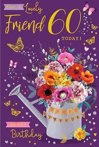 Tarjeta de flores para un amigo encantador 60 hoy 60 feliz cumpleaños - Imagen 1 de 2