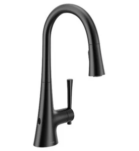 Grifo de cocina abatible de arco alto de una sola manija Moen 9126EWBL Kurv 16 3/8" - Imagen 1 de 1