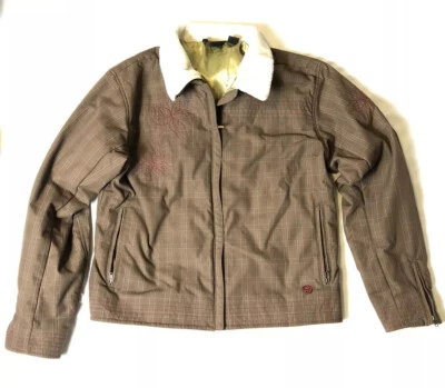 Abrigo chaqueta Mountain Hardwear para mujer bordado floral ribete de piel sintética marrón talla L Foto 1 de 4