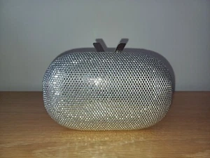 OLGA BERG Hard case silver crystal clutch with silver hardware - Brand new - Picture 1 of 3
