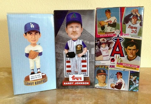 Nolan Ryan Sandy Koufax Randy Johnson HALL of FAME LEGENDS Bobblehead Set SGA Cover