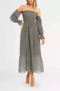 Vestido midi fruncido JILLIAN BOUSTRED Esther en guinga talla 6 AU | PRECIO DE VENTA SUGERIDO POR EL FABRICANTE 399,00 - Imagen 1 de 3