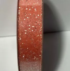 Peach Sparkle Glitter Ribbon 5/8" 9' Nicole Craft Trim 3 Rolls Simply Spring - Picture 1 of 8