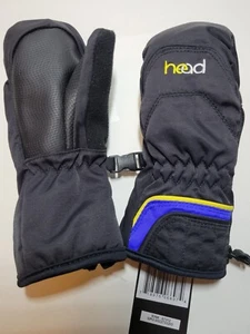 HEAD Junior Ski Mittens - Black & Blue - Kids Size XXS - Picture 1 of 4