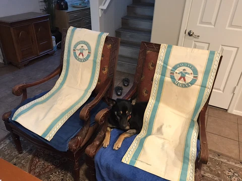 Vintage almost antique Bay Club Marina Canvas beach chairs Canvas 44 x 17 w/logo Cover