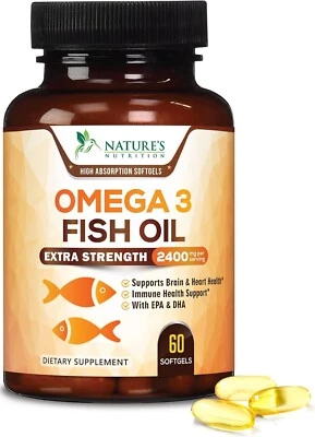 Omega 3 Cápsulas de Aceite de Pescado 3x Fuerza 2400mg EPA y DHA, Máxima Potencia Foto 1 de 4