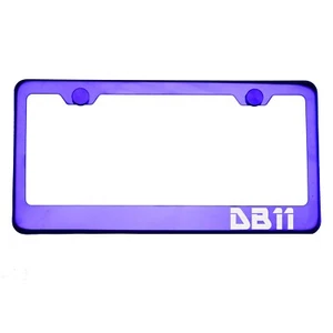 Purple Chrome License Plate Frame DB11 Laser Etched Metal Screw Cap - Imagen 1 de 8