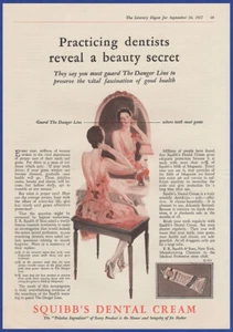 Vintage 1927 SQUIBB'S Dental Cream Hygiene Art Decor Ephemera 1920's Print Ad - Picture 1 of 1