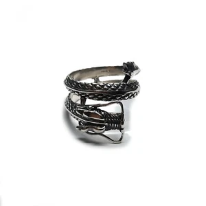 925er Silberring Drache Wickeldesign – Handgemacht Massiv Herrenring Nickelfrei - Bild 1 von 7