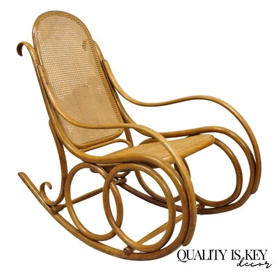 Mecedora mecedora vintage estilo Michael Thonet caña de roble ratán madera curvada Foto 1 de 4