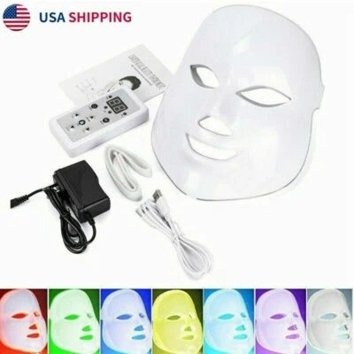 7 Colors LED Light Photon Face Mask Rejuvenation PDT Open Distressed Box - Image 1 of 4