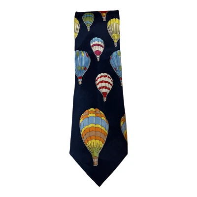 Corbata Ann Carol Globo Aire Caliente Festival Cuello 100% Seda Azul Novedad Colorida Divertida Foto 1 de 4