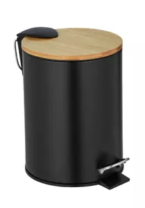 WENKO Tret Müll Eimer 3 L Abfall Kosmetik Absenkautomtik TORTONA Schwarz Bad WC - Bild 1 von 6