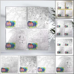 4x Pre-Printed Artist Canvas Colouring Plates 30X30cm DIY Graffiti Drawing Board - Picture 1 of 9