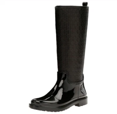 Ботинки дождевые Michael Kors Blakeley из тисненой кожи и резины - черные - размер 6 - Изображение 1 из 4