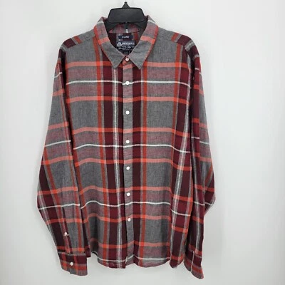 American Rag Cie Shirt Mens XL Red Gray Plaid Linen Long Sleeve Button Up - Image 1 of 4