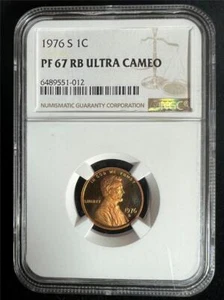 1976 S LINCOLN CENT PROOF NGC 1C SOLO TOP POP IN PF67 RB ULTRA CAMEO SKU 3180 - Picture 1 of 4