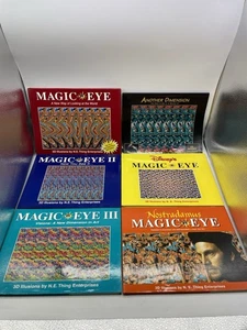 6 Magic Eye 1 2 3 N.E.Thing Enterprises Books Vintage 90s Fun Disney Nostradamus - Picture 1 of 6
