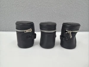 Estuche para 3 latas con soporte para rollos de película de 35 mm de cuero negro con cremallera - Imagen 1 de 6