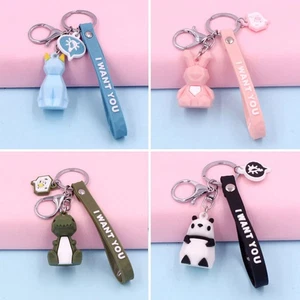 3 Pcs Cartoon PVC Geometric Pig Keychain Strap Circle Keychain - Picture 1 of 11