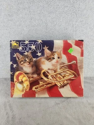 Golden Kitten Cat Trumpet American Flag 550 Pieces Jigsaw Puzzles - SEALED - Image 1 of 3