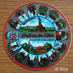 Pegatina pegatina recuerdo Rhön monasterio Kreuzberg copa de agua años 80 - Imagen 1 de 1