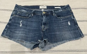 🪟 FRAME Denim Le Cutoff Distressed Raw Hem Denim Shorts - Women’s Size 28 - Picture 1 of 6