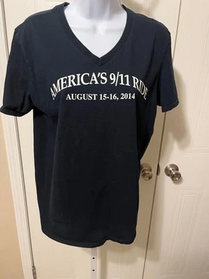 2014 AMERICA'S 9/11 MOTOCICLETA PASEO CONMEMORATIVO CAMISETA-NEGRA, EVENTO CAMISETA CON NOMBRES Foto 1 de 4