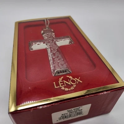 LENOX 1999 pavé joyas cruz satinada imitación rubí piedras plomo cristal adorno checo  Foto 1 de 4