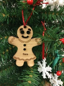 Christmas Natural Wood Christmas Tree Ornaments Gingerbread Girl - Picture 1 of 1
